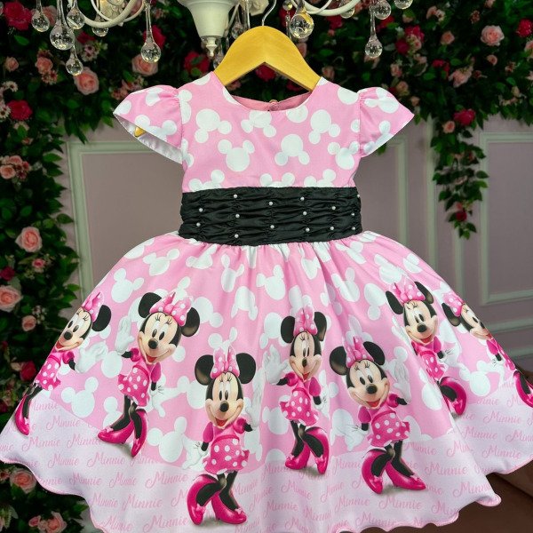 Vestido Tematico Luxo Minnie/Minie Rosa