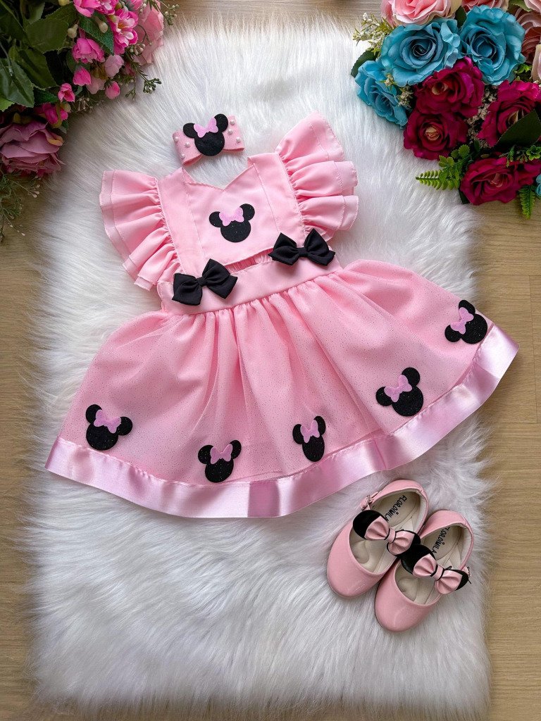Romper/Vestido Princesa Belli Minnie/Minie Rosa