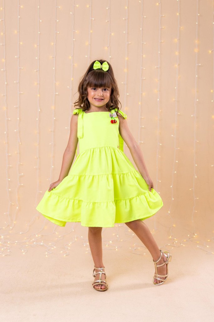 Vestido Blogueirinha Verde Neon Cerejinha