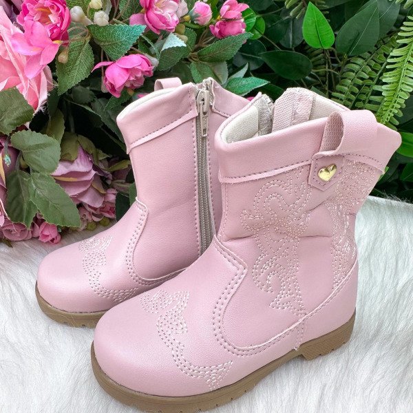 Bota/ Coturno Flor Di Mila Boiadeira Texana Liz Rosa Bebe