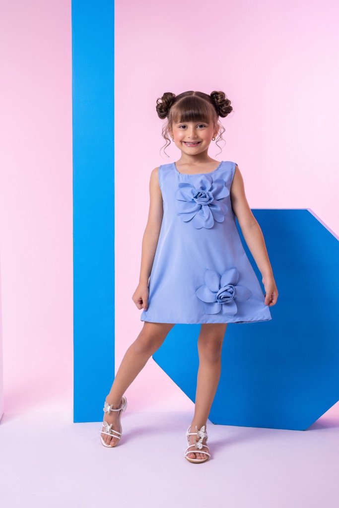 Vestido Blogueirinha Jojo Flor Azul