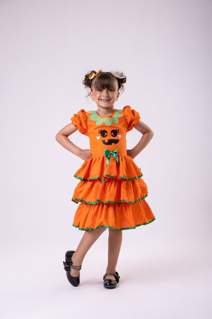 Vestido Tematicos Kids Halloween Doce Abóbora