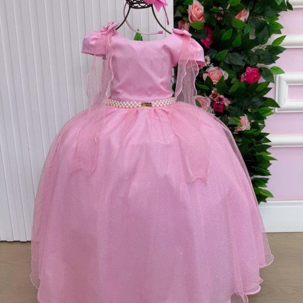 Vestido Banana Club Longo Diamante Rosa Chiclete