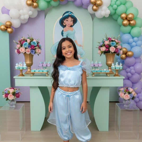 Fantasia Princesa Belli Princesa Jasmine Azul Bebe