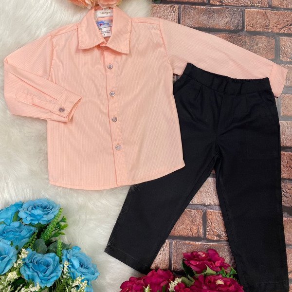Conjunto Meninos Kanga Social Samuel Salmão Calça Preta