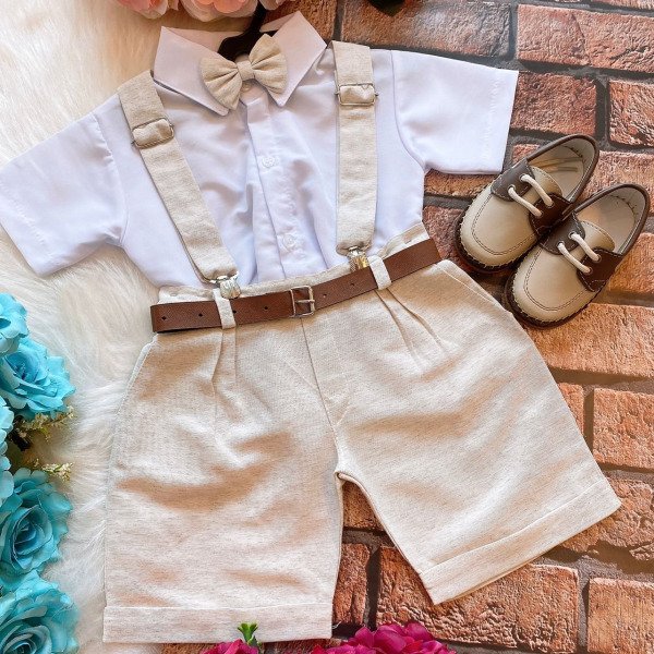 Conjunto Miss Cherry Social Linho Shorts Gustavo