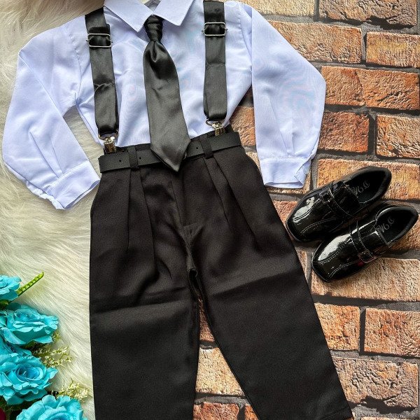 Conjunto Miss Cherry Meninos Social João Preto Suspensorio C