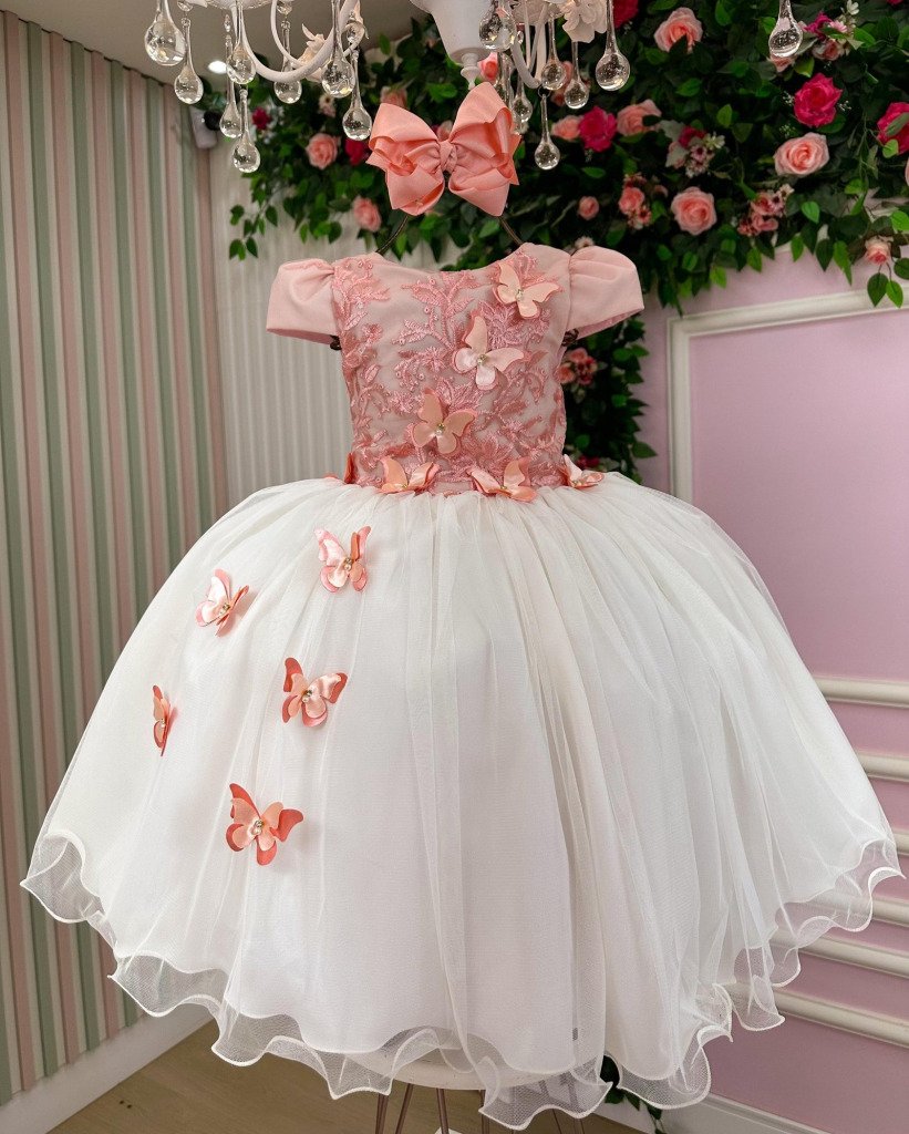 Vestido Juvenil – Midi Vila Lele Sabrina Pessego e Off