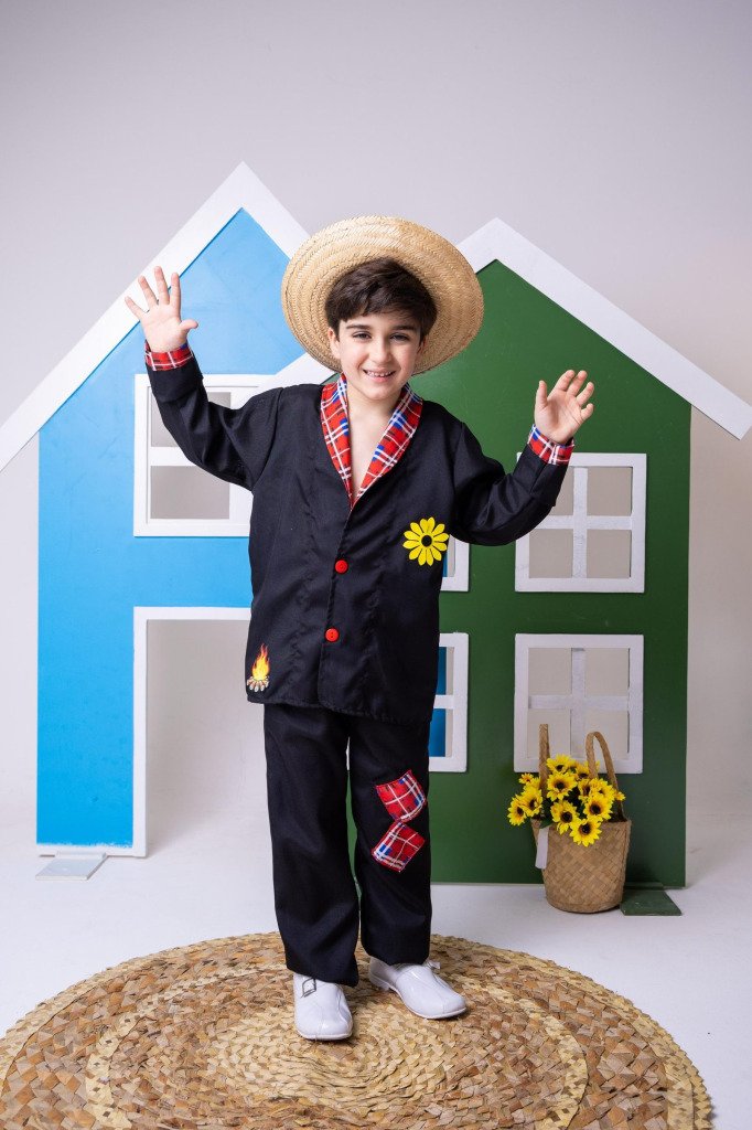 Conjunto Junino Princesa Belli Seu Juca Terno Preto