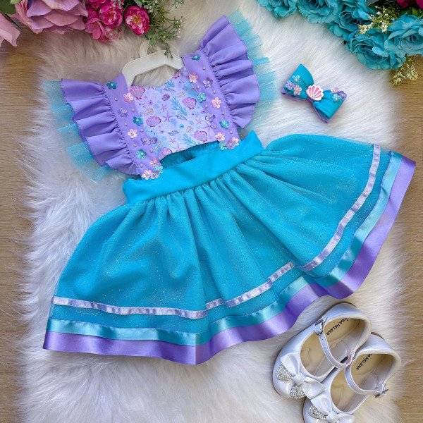 Romper/Vestido Princesa Sereia – Fundo do Mar Lilas e