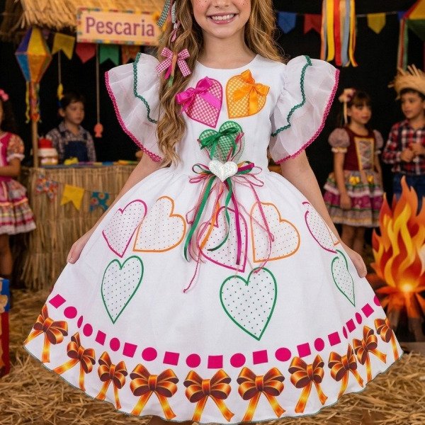 Vestido Marie Junino Luxo Noivinha dos Corações