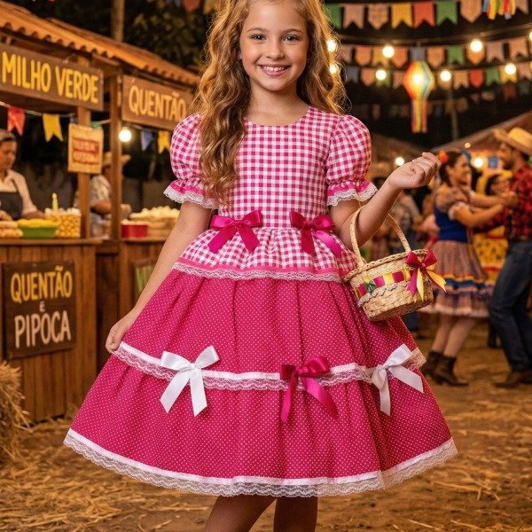 Vestido Junino Mimadine Luxo Stefanny Pink