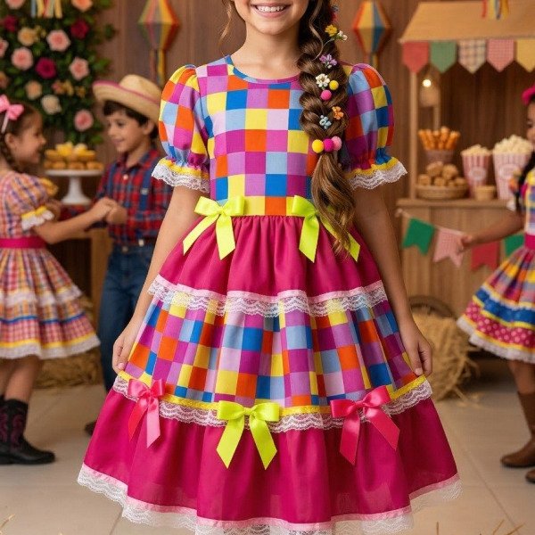 Vestido Junino Mimadine Luxo Amora